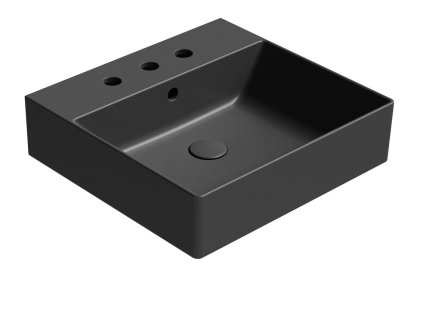 GSI KUBE X keramické umývadlo 50x47cm, 3 otvory, čierna mat 9430326