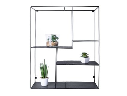 Hopa Nástenná drôtená polička, 50x60x20 cm, čierna farba KD02081781