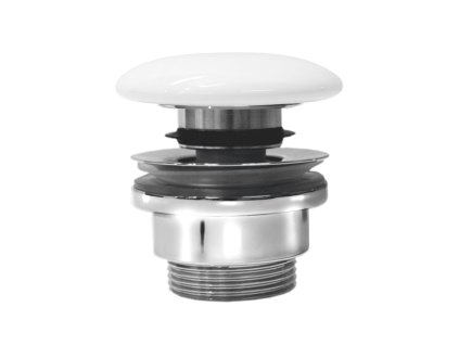 GSI umývadlová výpust 5/4", click-clack, keramická zátka, 5-65mm, biela ExtraGlaze PCS11