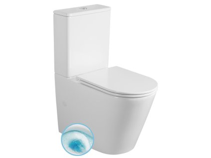 Sapho AVIS WC kombi, Vortex Rimless, spodný/zadný odpad, biela PC106V