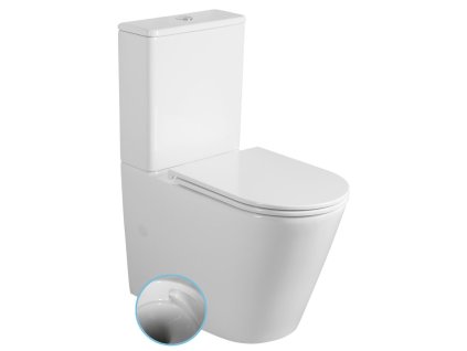 Sapho AVIS WC kombi, Vortex Rimless, spodný/zadný odpad, biela PC106V