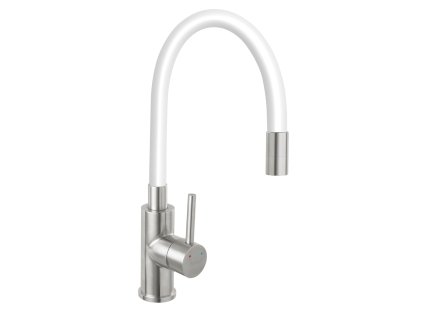 Novaservis Drezová stojanková batéria s elast. ramienkom, biela-nerez 70710,4B