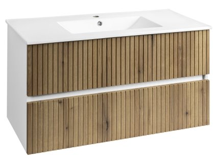 Aqualine PANEDA STRIP umývadlová skrinka 99,5x55x45,2cm, dub emporio PN310