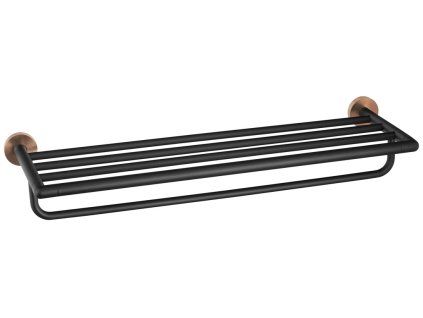 Sapho LARISSA polička na uteráky so zábranou 600mm, čierna/meď mat WS029BC