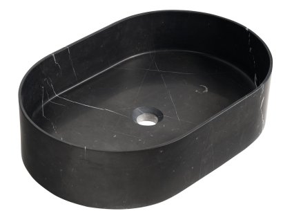 Sapho BLOK kamenné umyvadlo na dosku, 55x37cm, černá mat Marquin 2401-51