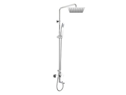 Mereo Nástenná vaňová batéria Viana so sprch.  tyčou, hadicou, ručnou a tanierovou  sprchou slim 200x200mm CBE60101SD