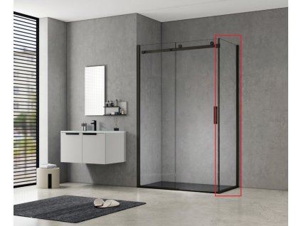 HOPA Pevná bočná stena PANEL BELVER BLACK NEW Farba rámu - Čierna, Pevná stena - 90 cm, Smer zatvárania - Univerzálna Ľavé / Pravé, Výplň - Číre bezpečnostné sklo - 8 mm BCBELV90PSBCN