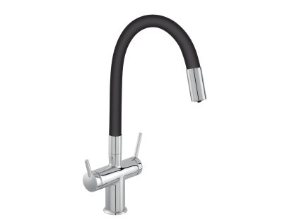 Novaservis Drezová stojanková batéria Filtrata s elast.ram, čierna-chróm BFT41B