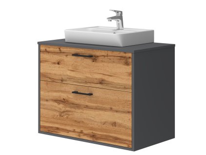 Lavedo Afina Neon Grey/Wotan Oak 80 kúpeľňová skrinka s umývadlom, AF-80-NE-WO