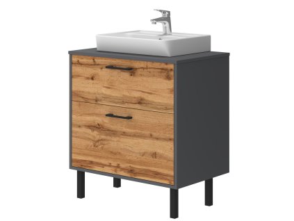 Lavedo Afina Neon Grey/Wotan Oak 70 kúpeľňová skrinka s umývadlom, AF-70-NE-WO