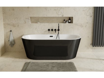 Besco Vica New B&W voľne stojaca vaňa so štrbinovým prepadom, lesklá Dĺžka vane: 160 cm, 24446_160