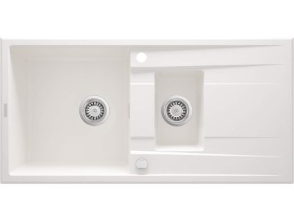 Aplomo Eridan 1,5 granitový drez s odkapávačom, biely, ZQE_A513