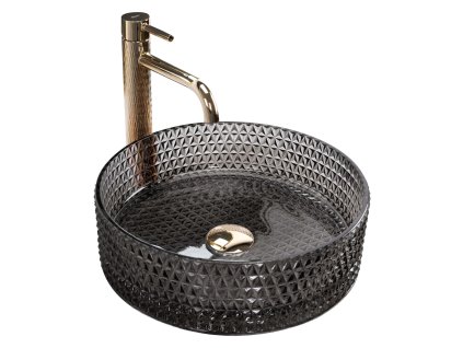 Rea Cristal Black 35 sklenené umývadlo na dosku, REA-U9671