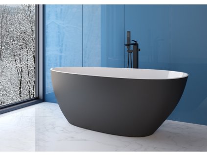 Besco Goya Black&White MAT voľne stojaca vaňa, liaty mramor Dĺžka vane: 170 cm, WMMC-170