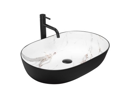 Rea Cleo 61 umývadlo na dosku, čierny mramor, REA-U6625