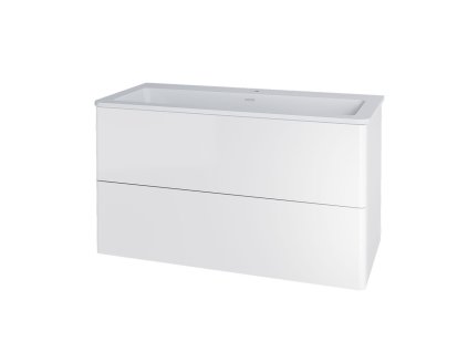 Mereo Siena, kúpeľňová skrinka s umývadlom z liateho mramoru 101 cm, biela lesk CN412M1