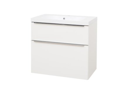 Mereo Mailo, kúpeľňová skrinka s umývadlom z liateho mramoru 81 cm, biela, chróm madlo CN511M