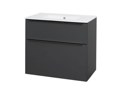 Mereo Mailo, kúpeľňová skrinka s keramickým umývadlom 81 cm, antracit, čierne madlo CN531B