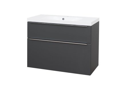 Mereo Mailo, kúpeľňová skrinka s umývadlom z liateho mramoru 101 cm, antracit, chróm madlo CN532M