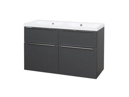 Mereo Mailo, kúpeľňová skrinka s umývadlom z liateho mramoru 121 cm, antracit, chróm madlo CN533M