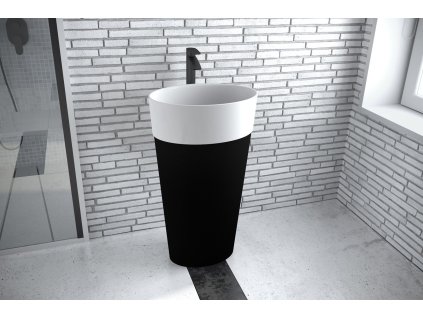Besco Uniqa Black & White voľne stojace keramické umývadlo, UMD-U-WBW