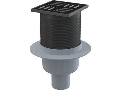 ALCA Podlahový odtok 105 × 105/50 mm rovný, nerezová čiernomatná mriežka, kombinovaný zápachový uzáver SMART APV32BLACK