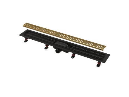 ALCA Podlahový žľab s okrajom pre perforovaný rošt, mosadz APZ10BLACK-950BRASS