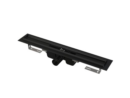 ALCA Podlahový žľab s okrajom pre perforovaný rošt, čierny mat APZ1BLACK-1450