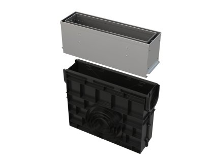 ALCA Vonkajší odkvapový žľab s asymetrickým kontrolným nadstavcom 160 mm, nerezová oceľ AVZ101R-R322R