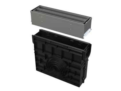 ALCA Vonkajší odkvapový žľab so symetrickým kontrolným nadstavcom 100 mm, nerezová oceľ AVZ101R-R323R