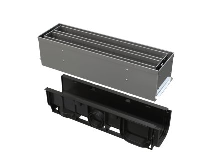 ALCA Vonkajší žľab so symetrickým kontrolným nadstavcom 100 mm, nerezová oceľ AVZ101S-R323R