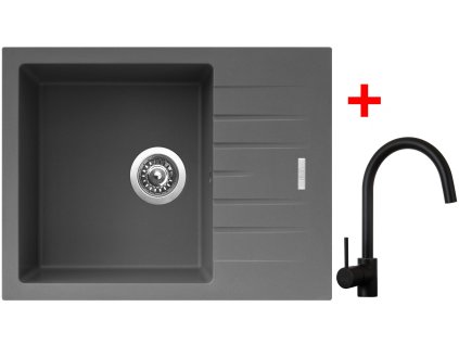 Sinks PERFECTO 650 Titanium + Vitalia black matt G10772