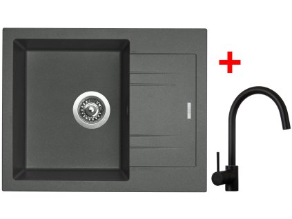 Sinks LINEA 600 Titanium + Vitalia black matt G1572