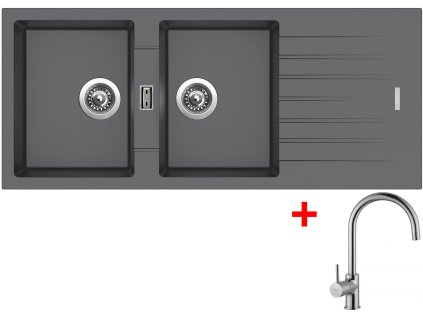 Sinks PERFECTO 1160 DUO Titanium + Vitalia G17072