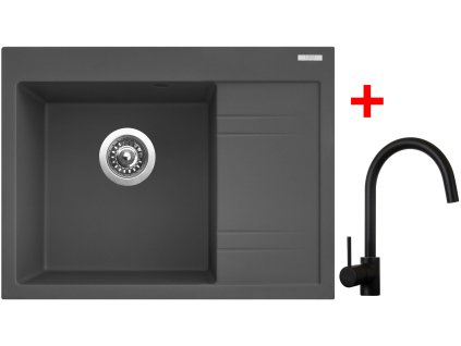 Sinks RIM 650 L Titanium + Vitalia čierna matná G2372