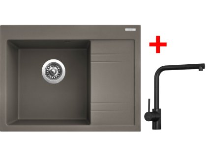 Sinks RIM 650 L Truffle + Elka black matt G2754