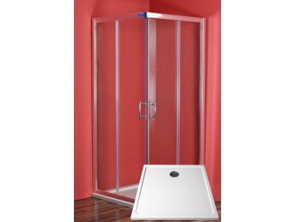 ARTTEC Štvorcový sprchový kút SMARAGD 90 x 90 x 208 cm číre sklo s mramorovou vaňou POLARIS a panelom PAN04654