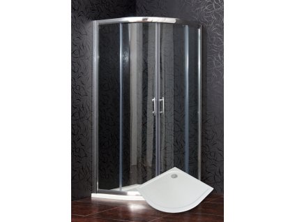 ARTTEC Sprchový kút štvrťkruhový BRILIANT 90 x 90 x 208 cm číre sklo s mramorovou vaňou POLARIS a panelom PAN04585