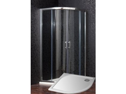 ARTTEC Sprchový kút štvrťkruhový BRILIANT 80 x 80 x 198 cm číre sklo s vaničkou z liateho mramoru STONE PAN00952