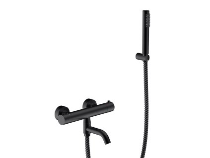 BESCO Nástenná termostatická vaňová batéria VEO čierna s príslušenstvom BABWVSTCZ