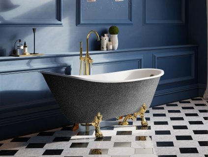 BESCO Voľne stojaca vaňa OLAYA Glam - grafitová Farba - GLAM 03 - grafitová, Nožičky k vani - Zlaté, Rozmer vane - 160 × 68 cm VANOLA160ZG3