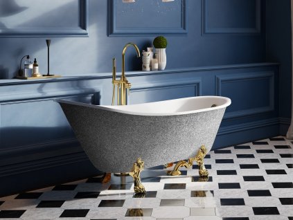 BESCO Voľne stojaca vaňa OLAYA Glam - strieborná Farba - GLAM 02 - strieborná, Nožičky k vani - Biele, Rozmer vane - 160 × 68 cm VANOLA160WG2