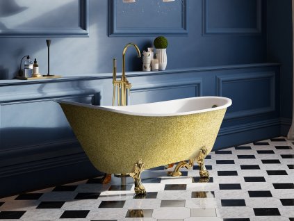 BESCO Voľne stojaca vaňa OLAYA Glam - zlatá Farba - GLAM 01 - zlatá, Nožičky k vani - Chrómové, Rozmer vane - 160 × 68 cm VANOLA160CG1