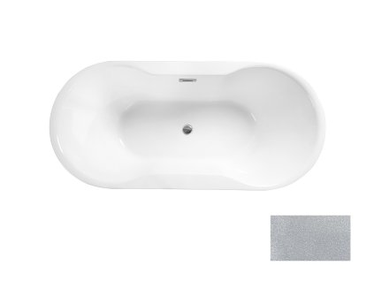 BESCO Voľne stojaca vaňa NAVIA Glam - strieborná Farba - GLAM 02 - strieborná, Farba sifónu - Grafitová, Rozmer vane - 160 × 80 cm VANNAVIA160GG2