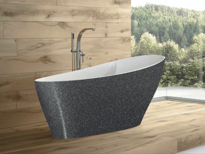 BESCO Voľne stojaca vaňa KEYA Glam - grafit Rozmer vane - 165 × 70 cm VANSAP16GLAM03