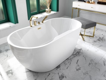 BESCO Voľne stojaca vaňa NAVIA biela Farba - Biela, Farba sifónu - Chróm, Rozmer vane - 150 × 80 cm VANNAVIA150