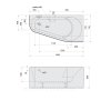 Polysan PROJEKTA R MONOLITH asymetrická voľne stojaca vaňa 156x77x60cm, bielá/čierná 21111MB