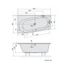 Polysan ASTRA WL asymetrická vaňa 165x90x48cm, biela 30611