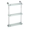 Sapho X-ROUND E sklenená polička trojitá s hrazdou 380x675x130mm, chróm XR608