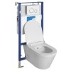 Sapho Závesné WC AVVA CLEANWASH, integr. batéria a bidet. sprška s podomietkovou nádržkou a tlačidlom Schwab, biela 100315-SET5